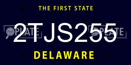 2TJS255 Delaware License Plate