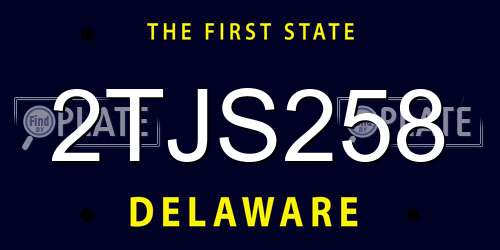 2TJS258 Delaware License Plate