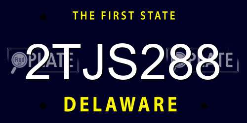2TJS288 Delaware License Plate