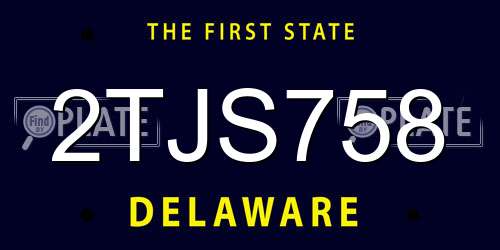 2TJS758 Delaware License Plate