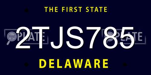 2TJS785 Delaware License Plate