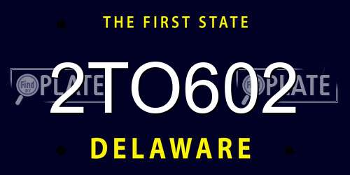2TO602 Delaware License Plate
