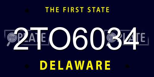 2TO6034 Delaware License Plate