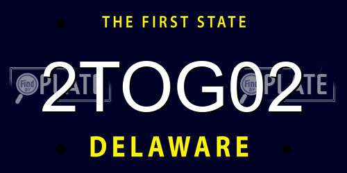 2TOG02 Delaware License Plate