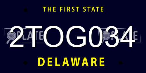 2TOG034 Delaware License Plate