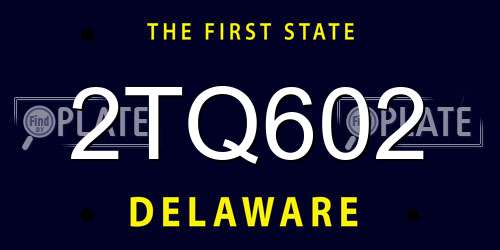 2TQ602 Delaware License Plate