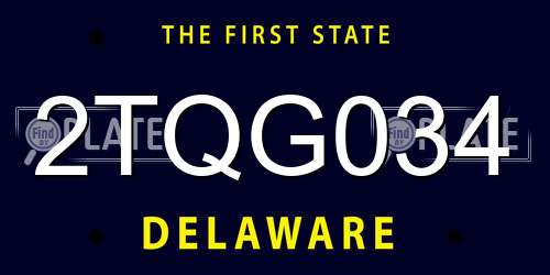 2TQG034 Delaware License Plate