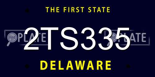 2TS335 Delaware License Plate