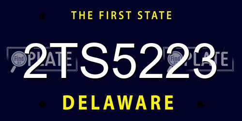 2TS5223 Delaware License Plate