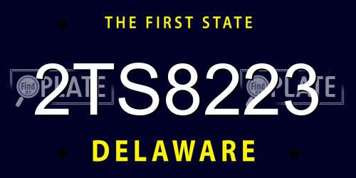 2TS8223 Delaware License Plate