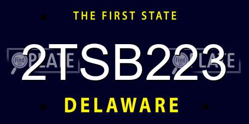 2TSB223 Delaware License Plate