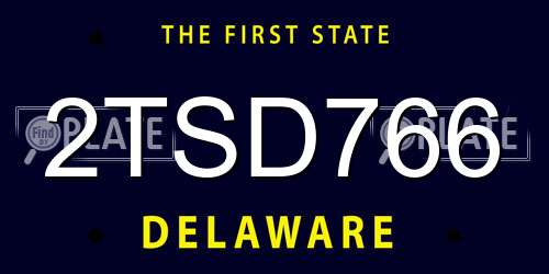 2TSD766 Delaware License Plate