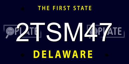 2TSM47 Delaware License Plate