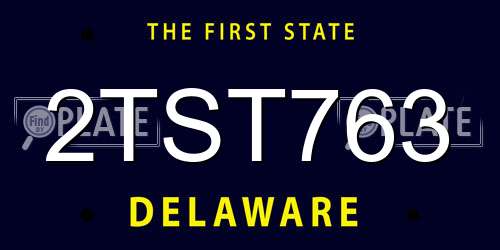 2TST763 Delaware License Plate