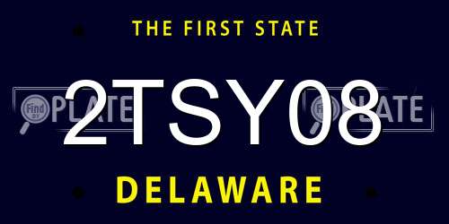 2TSY08 Delaware License Plate