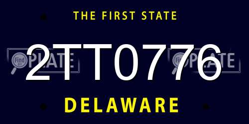 2TT0776 Delaware License Plate