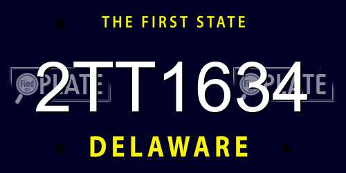 2TT1634 Delaware License Plate