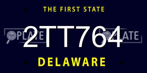 2TT764 Delaware License Plate