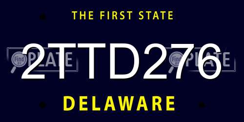 2TTD276 Delaware License Plate