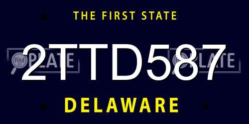 2TTD587 Delaware License Plate