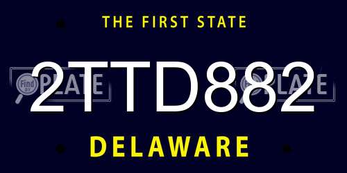 2TTD882 Delaware License Plate