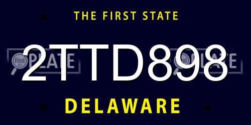 2TTD898 Delaware License Plate