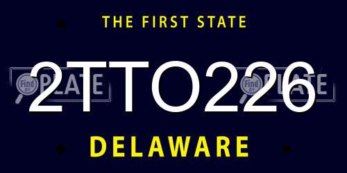 2TTO226 Delaware License Plate