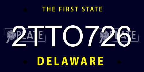 2TTO726 Delaware License Plate