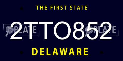 2TTO852 Delaware License Plate
