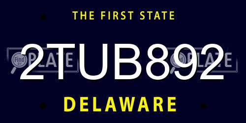 2TUB892 Delaware License Plate