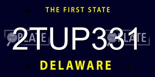 2TUP331 Delaware License Plate