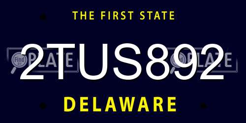 2TUS892 Delaware License Plate