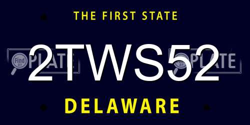 2TWS52 Delaware License Plate