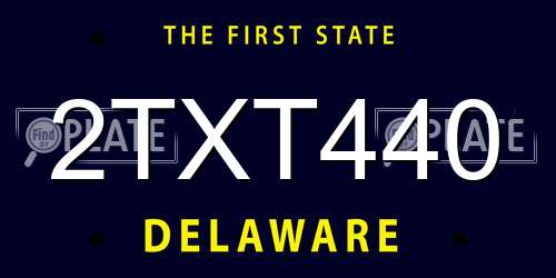 2TXT440 Delaware License Plate