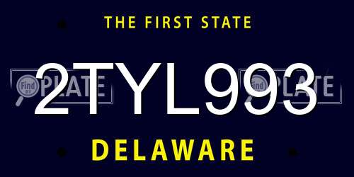 2TYL993 Delaware License Plate