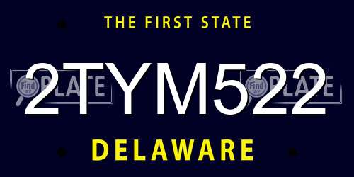 2TYM522 Delaware License Plate