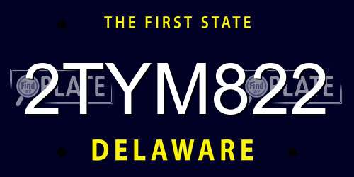 2TYM822 Delaware License Plate