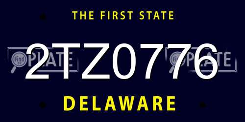 2TZ0776 Delaware License Plate