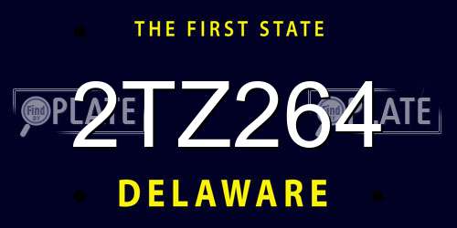2TZ264 Delaware License Plate