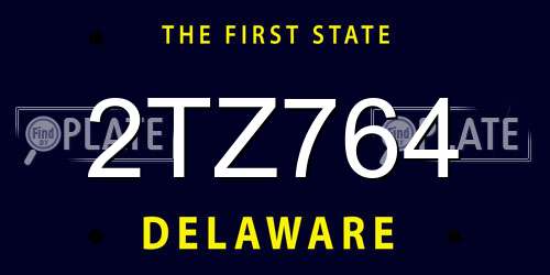 2TZ764 Delaware License Plate