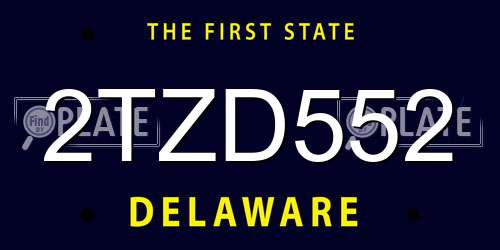 2TZD552 Delaware License Plate