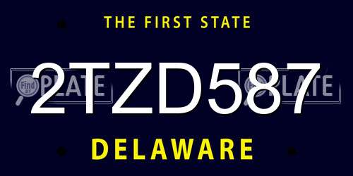 2TZD587 Delaware License Plate