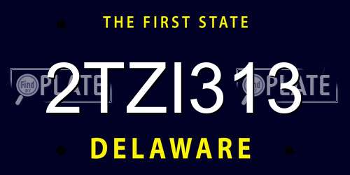 2TZI313 Delaware License Plate