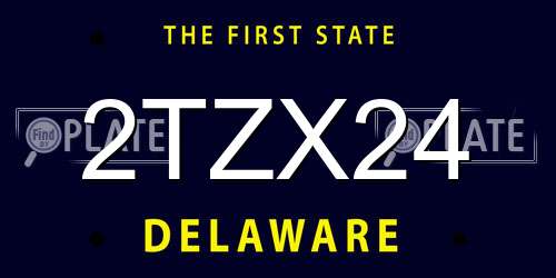 2TZX24 Delaware License Plate
