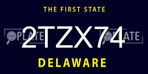 2TZX74 Delaware License Plate
