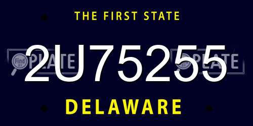2U75255 Delaware License Plate