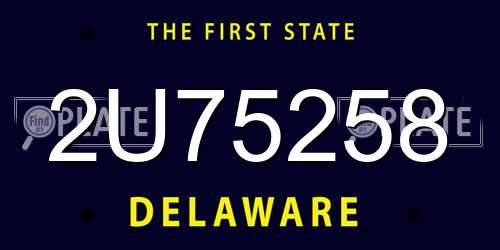 2U75258 Delaware License Plate