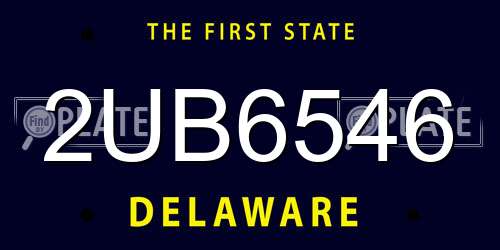 2UB6546 Delaware License Plate