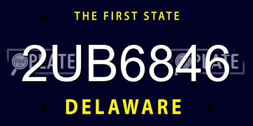 2UB6846 Delaware License Plate