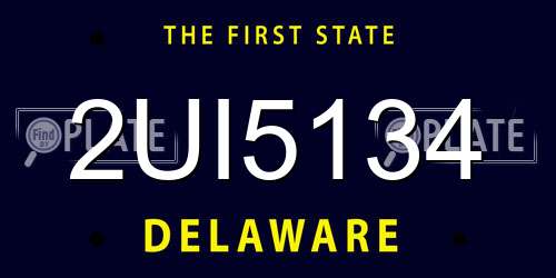 2UI5134 Delaware License Plate
